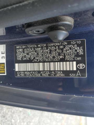 JTKJF5C73B3010007 - 2011 TOYOTA SCION TC BLUE photo 12