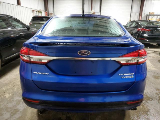 3FA6P0RU4HR223302 - 2017 FORD FUSION TITANIUM HEV BLUE photo 6