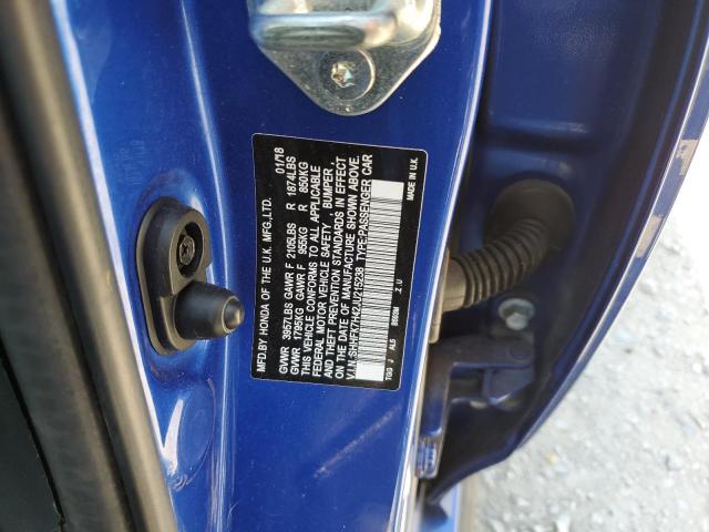 SHHFK7H42JU215238 - 2018 HONDA CIVIC SPORT ლურჯი ფოტო 12