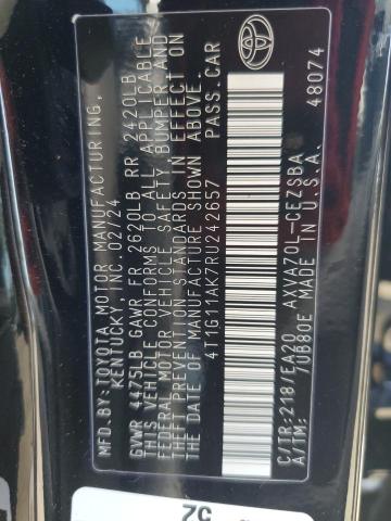 4T1G11AK7RU242657 - 2024 TOYOTA CAMRY SE NIGHT SHADE BLACK photo 12