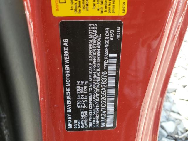 WBA3V7C52G5A28376 - 2016 BMW 428 I SULEV RED photo 12