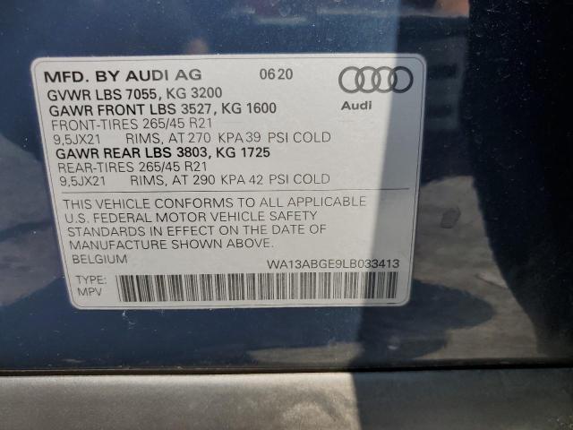 WA13ABGE9LB033413 - 2020 AUDI E-TRON SPORTBACK PRESTIGE BLUE photo 12