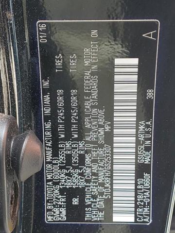 5TDJKRFH7GS253307 - 2016 TOYOTA HIGHLANDER XLE Սև լուսանկար 13