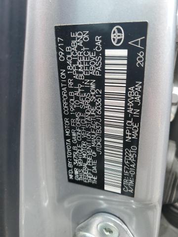 JTDKDTB37J1603612 - 2018 TOYOTA PRIUS C SILVER photo 12