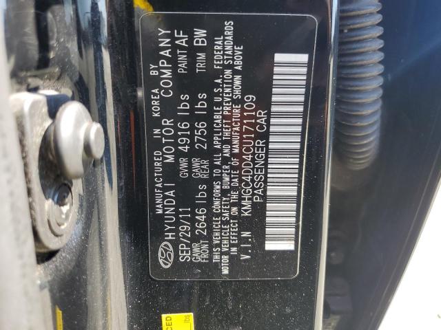 KMHGC4DD4CU171109 - 2012 HYUNDAI GENESIS 3.8L შავი ფოტო 13