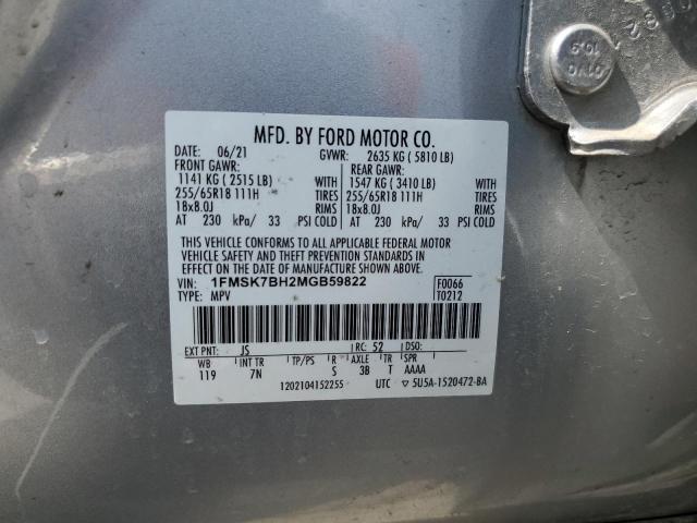 1FMSK7BH2MGB59822 - 2021 FORD EXPLORER SILVER photo 13