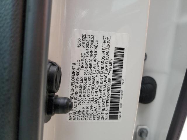 5FNYF8H56PB006509 - 2023 HONDA PASSPORT EXL WHITE photo 13