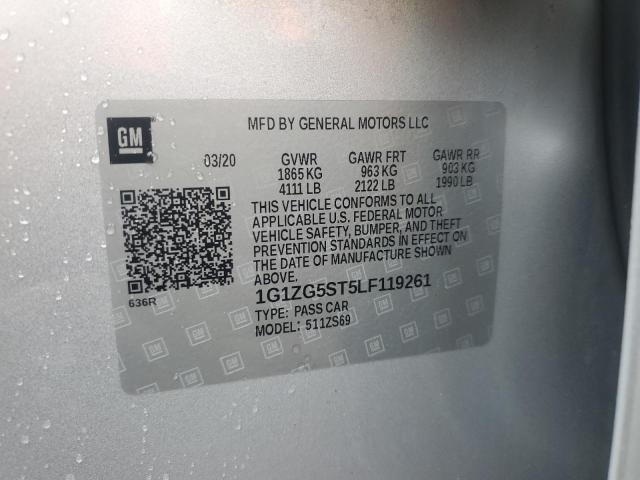 1G1ZG5ST5LF119261 - 2020 CHEVROLET MALIBU RS 银色 照片 12