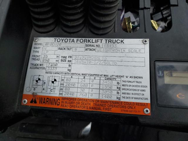 68493 - 2015 TOYOTA FORKLIFT Orange photo 10