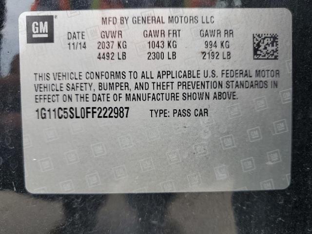 1G11C5SL0FF222987 - 2015 CHEVROLET MALIBU 1LT BLACK photo 12