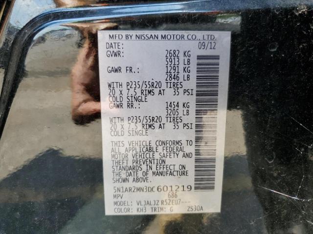 5N1AR2MN3DC601219 - 2013 NISSAN PATHFINDER S BLACK photo 13