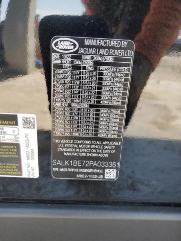 SALK1BE72PA033361 - 2023 LAND ROVER RANGE ROVE AUTOBIOGRAPHY BLACK photo 13