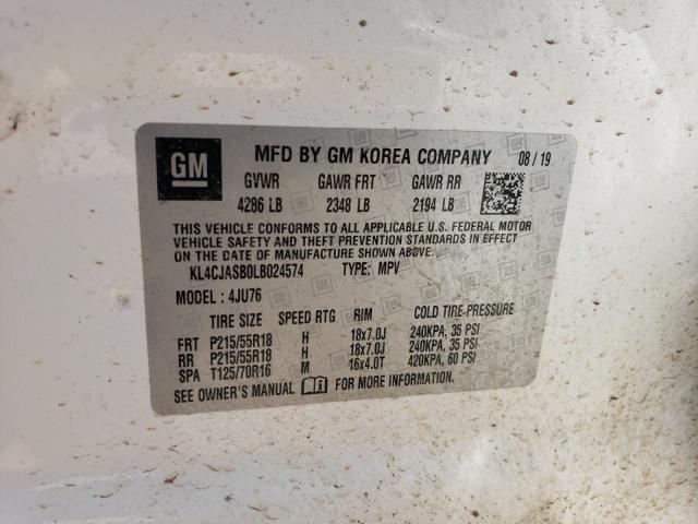 KL4CJASB0LB024574 - 2020 BUICK ENCORE PREFERRED WHITE photo 14