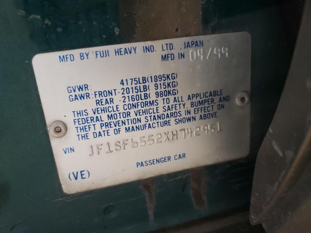 JF1SF6552XH742951 - 1999 SUBARU FORESTER S GREEN photo 12