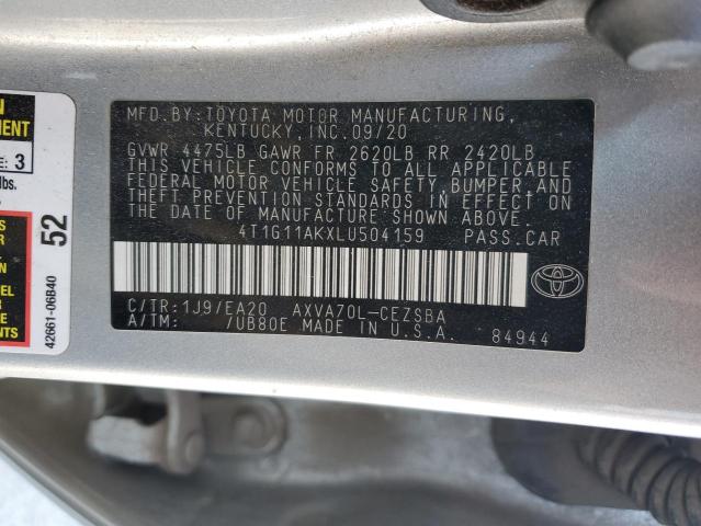 4T1G11AKXLU504159 - 2020 TOYOTA CAMRY SE SILVER photo 13