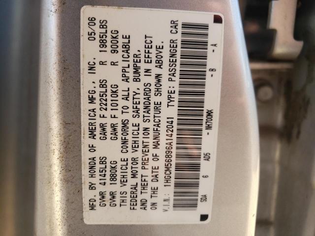 1HGCM56896A142041 - 2006 HONDA ACCORD EX SILVER photo 12