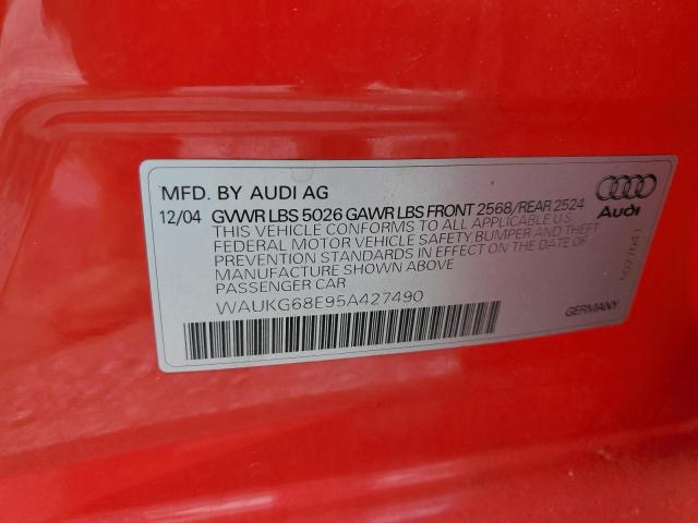 WAUKG68E95A427490 - 2005 AUDI A4 3.2 AVANT QUATTRO RED photo 12