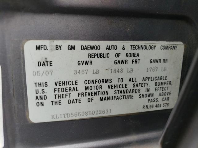 KL1TD56698B022631 - 2008 CHEVROLET AVEO BASE Gümüş foto 12