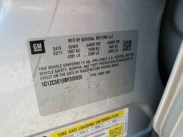 1G1ZC5E19BF300836 - 2011 CHEVROLET MALIBU 1LT SILVER photo 12