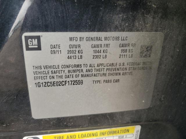 1G1ZC5E02CF172559 - 2012 CHEVROLET MALIBU 1LT BLACK photo 12