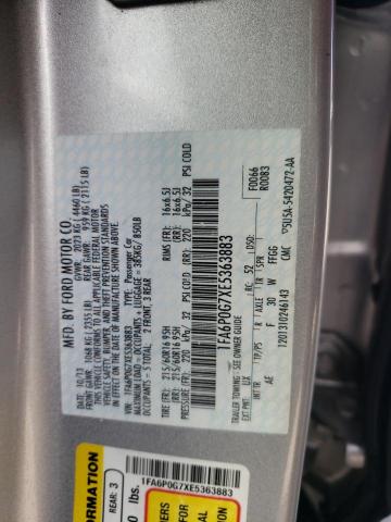 1FA6P0G7XE5363883 - 2014 FORD FUSION S SILVER photo 12