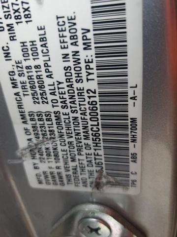 5J6TF1H56CL006612 - 2012 HONDA CROSSTOUR EXL SILVER photo 12