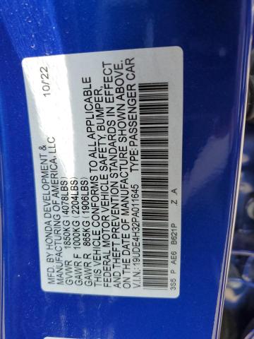 19UDE4H32PA011645 - 2023 ACURA INTEGRA A-SPEC BLUE photo 12
