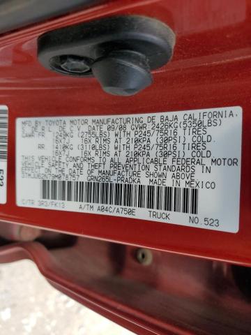 3TMJU62N79M078757 - 2009 TOYOTA TACOMA DOUBLE CAB PRERUNNER RED photo 12