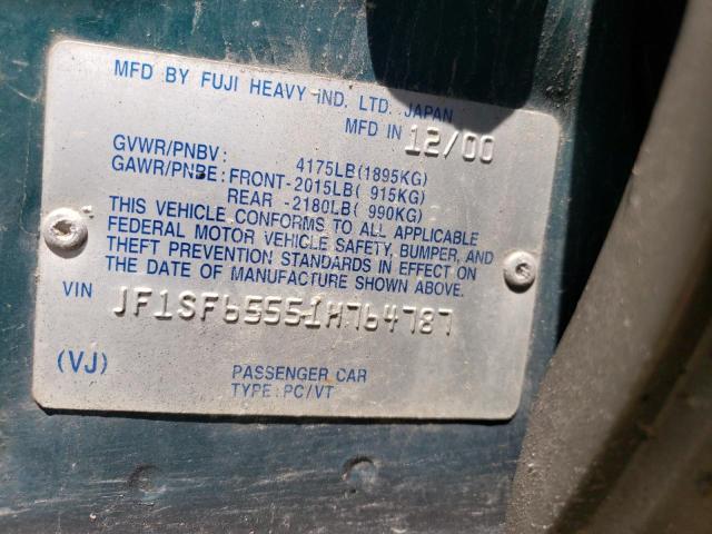 JF1SF65551H764787 - 2001 SUBARU FORESTER S Yaşıl foto 12