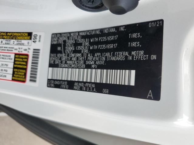 5TDKRKEC3MS015589 - 2021 TOYOTA SIENNA LE WHITE photo 13