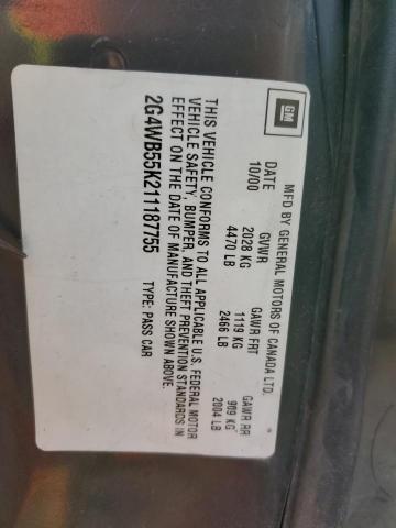 2G4WB55K211187755 - 2001 BUICK REGAL LS 石墨色 照片 13