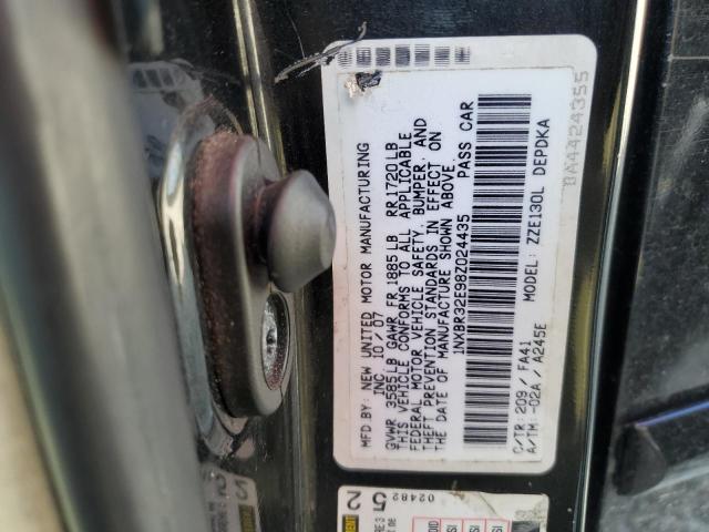 1NXBR32E98Z024435 - 2008 TOYOTA COROLLA CE BLACK photo 12