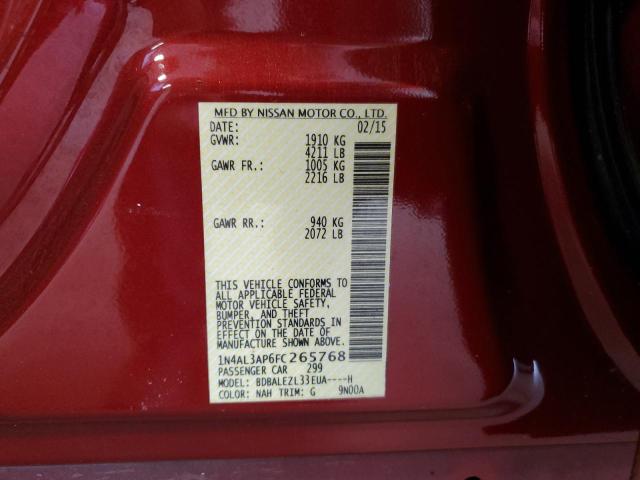 1N4AL3AP6FC265768 - 2015 NISSAN ALTIMA 2.5 BURGUNDY photo 12