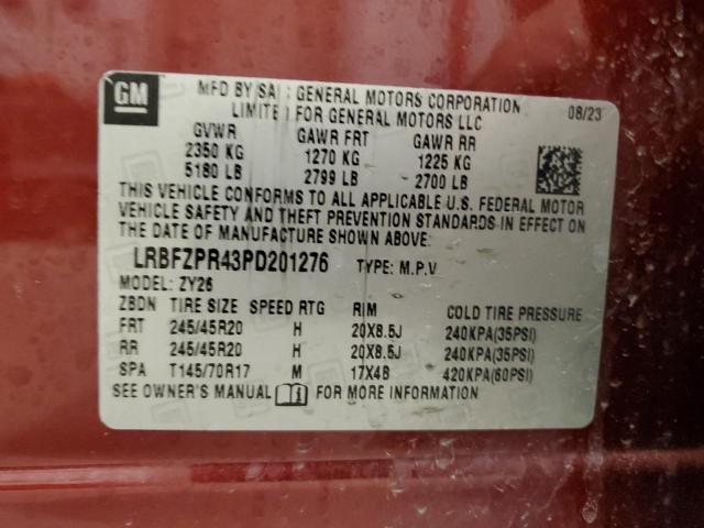 LRBFZPR43PD201276 - 2023 BUICK ENVISION ESSENCE Կարմիր լուսանկար 13
