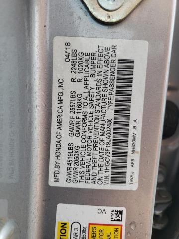 1HGCV3F19JA002486 - 2018 HONDA ACCORD HYBRID SILVER photo 12