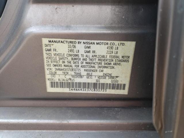 1N4BA41E37C831725 - 2007 NISSAN MAXIMA SE TAN photo 13