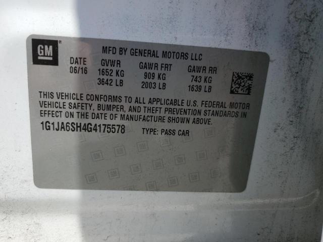 1G1JA6SH4G4175578 - 2016 CHEVROLET SONIC LS 白色 照片 12