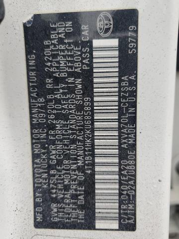 4T1B11HK2KU685899 - 2019 TOYOTA CAMRY L WHITE photo 12