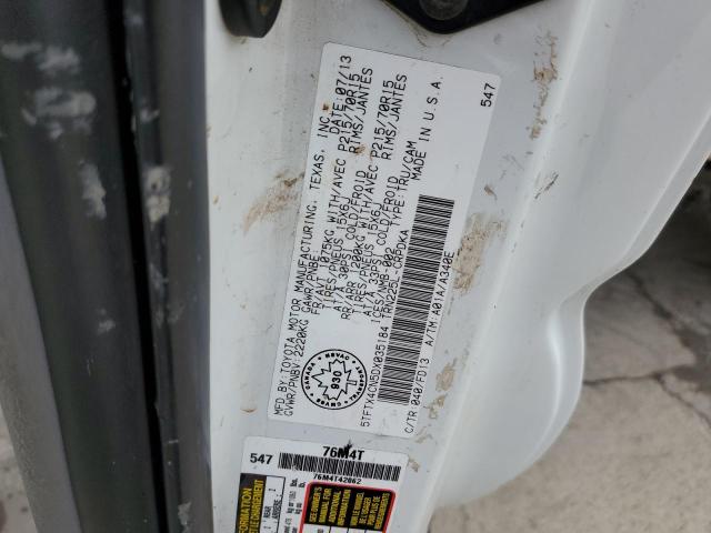 5TFTX4CN5DX035184 - 2013 TOYOTA TACOMA ACCESS CAB თეთრი ფოტო 12