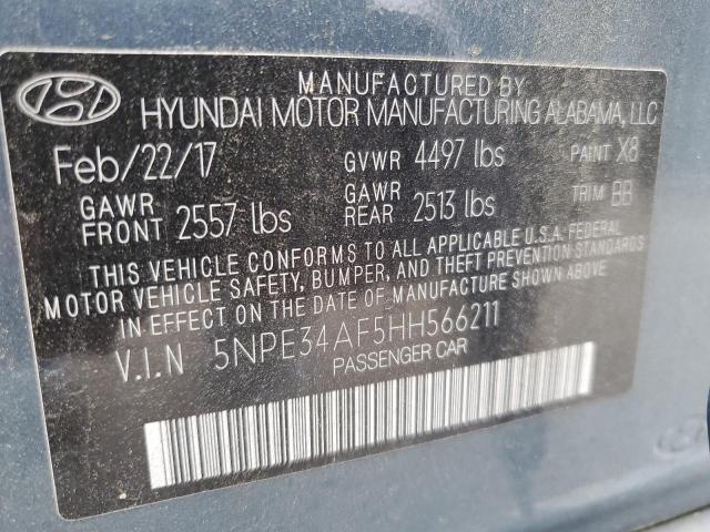 5NPE34AF5HH566211 - 2017 HYUNDAI SONATA SPORT BLUE photo 12