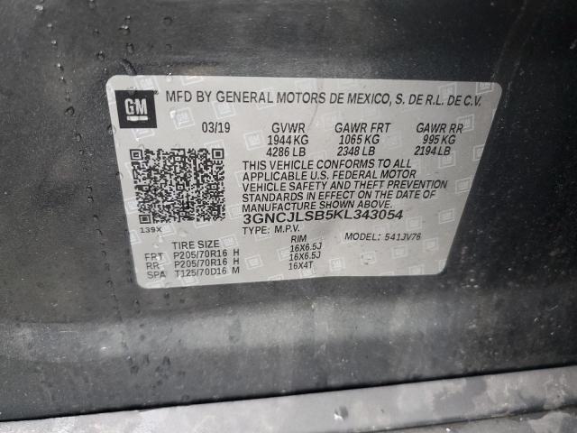 3GNCJLSB5KL343054 - 2019 CHEVROLET TRAX 1LT ნაცრისფერი ფოტო 13