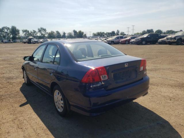 2HGES16594H644866 - 2004 HONDA CIVIC LX BLUE photo 3