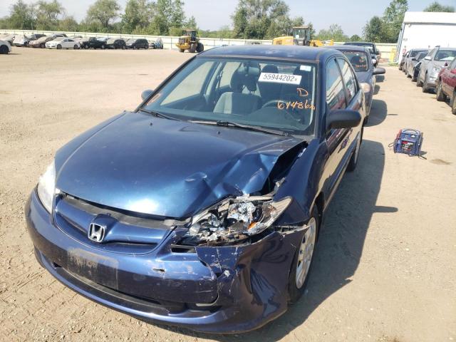 2HGES16594H644866 - 2004 HONDA CIVIC LX BLUE photo 9