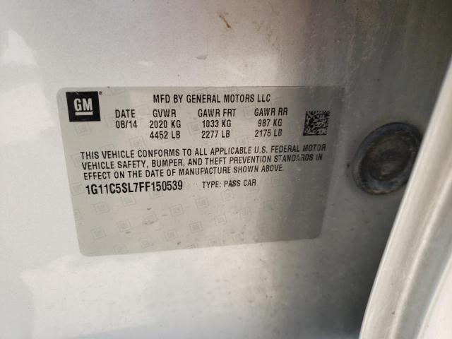 1G11C5SL7FF150539 - 2015 CHEVROLET MALIBU 1LT SILVER photo 13