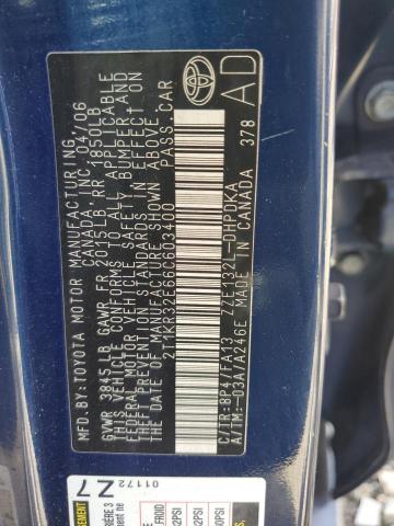 2T1KR32E66C603400 - 2006 TOYOTA COROLLA MA XR BLUE photo 12