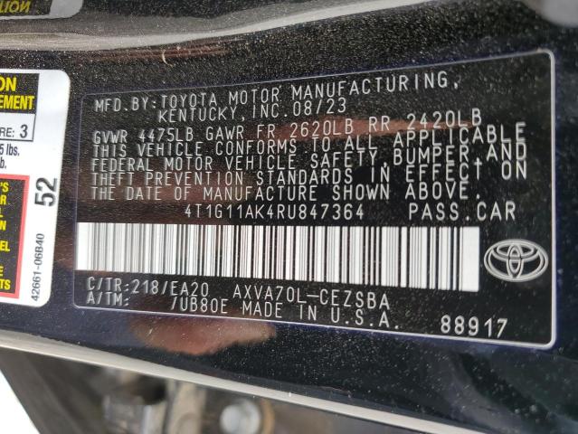 4T1G11AK4RU847364 - 2024 TOYOTA CAMRY SE NIGHT SHADE BLACK photo 13