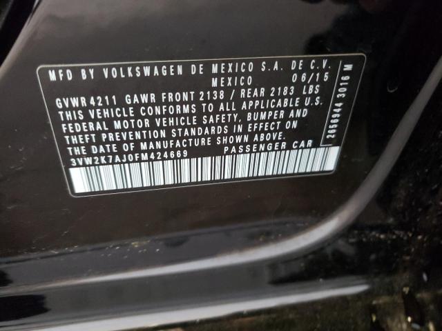 3VW2K7AJ0FM424669 - 2015 VOLKSWAGEN JETTA BASE 黑色 照片 12