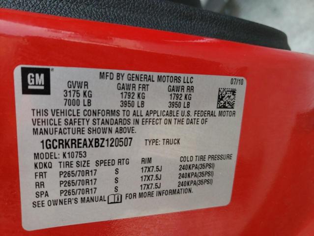 1GCRKREAXBZ120507 - 2011 CHEVROLET SILVERADO K1500 LS RED photo 12