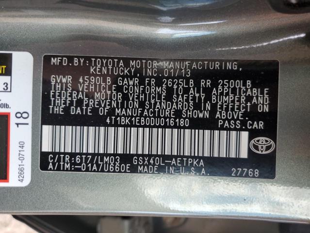 4T1BK1EB0DU016180 - 2013 TOYOTA AVALON BASE GREEN photo 13