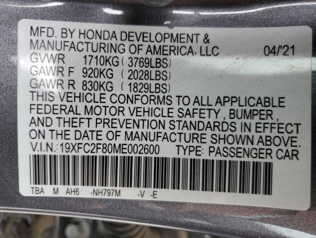 19XFC2F80ME002600 - 2021 HONDA CIVIC SPORT 灰色 照片 13